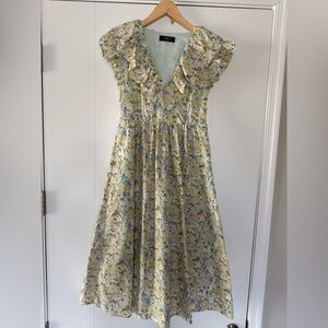 Floral Kids Dress in Yellow and Blue